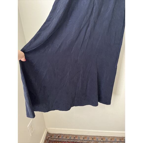 Vtg Karin Stevens set blue top maxi dress rayon sz 6 modest career 90s y2k - Picture 9 of 9